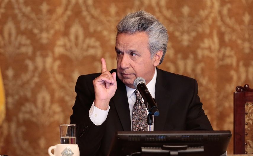 El presidente de Ecuador,&nbsp;Lenín&nbsp;Moreno, habla durante un encuentro con la prensa nacional en Quito.&nbsp;