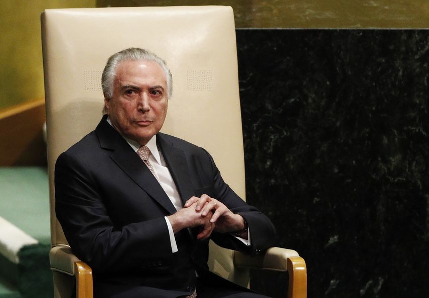 El presidente de Brasil, Michel Temer, en la sede de la ONU en Nueva York, Estados Unidos, el 25 de septiembre de 2018.&nbsp;