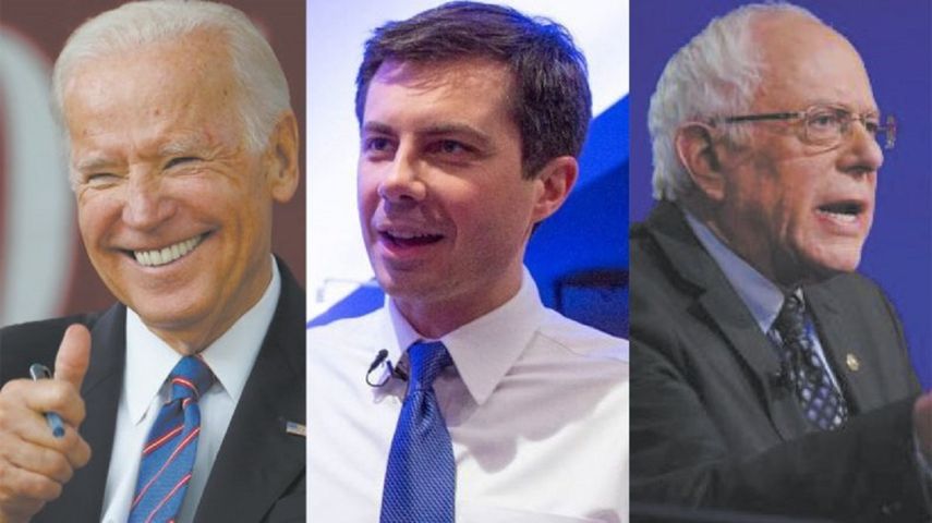 De izq a derecha: Joe Biden, Pete Buttigieg y Bernie Sanders, tres precandidatos demócratas.&nbsp;