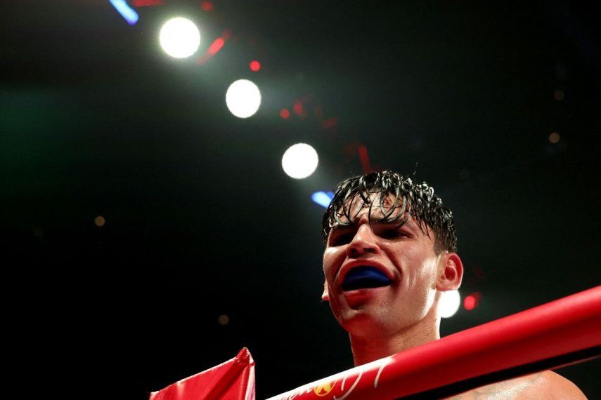 El norteamericano Ryan García reacciona después de un combate ante Devin Haney, el 20 de abril de 2024.