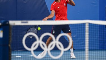 El serbio Novak Djokovic asiste a una sesión de entrenamiento en el Ariake Tennis Park antes de los Juegos Olímpicos de Tokio 2020&nbsp;
