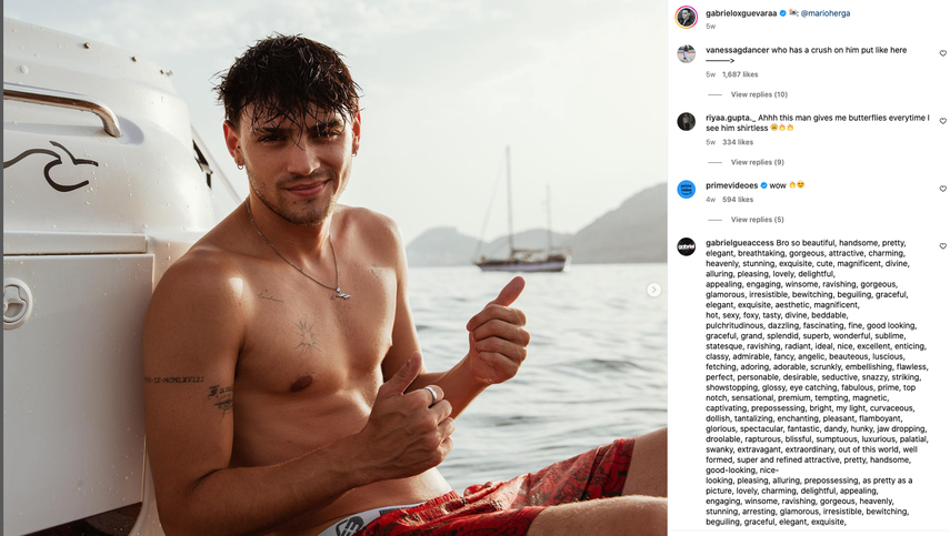 El actor español Gabriel Guevara en una imagen que colgó en su perfil en Instagram.