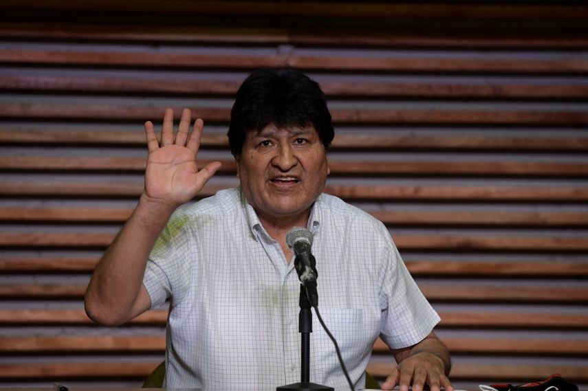 Evo Morales durante una conferencia de prensa en Argentina, el lunes 19 de octubre de 2020.