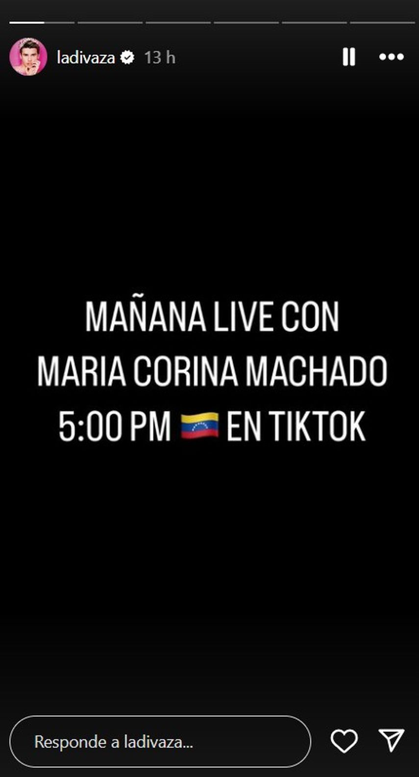 El youtuber venezolano La Divaza confirma 'live' con María Corina Machado. El youtuber venezolano La Divaza confirma 'live' con María Corina Machado.