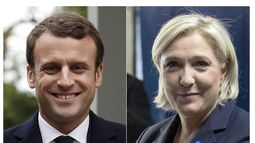 &nbsp;El socioliberal Emmanuel Macron (i) y la ultraderechista Marine Le Pen (d) encabezan las primeras estimaciones de voto difundidas tras el cierre de los colegios electorales en&nbsp;Francia. &nbsp;