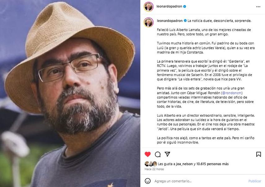 El cineasta venezolano Luis Alberto Lamata.&nbsp;