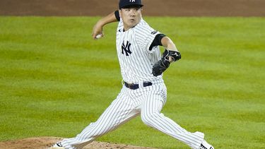 &nbsp;En esta foto del 17 de septiembre de 2020, el pitcher japonés Masahiro Tanaka de los Yanquis de Nueva York lanza ante los Azulejos de Toronto.&nbsp;