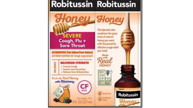 Etiqueta del ROBITUSSIN HONEY CF MAX DAY 8 oz.