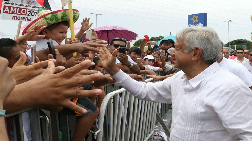 Andrés Manuel López Obrador durante un acto de campaña en Cancún, México.