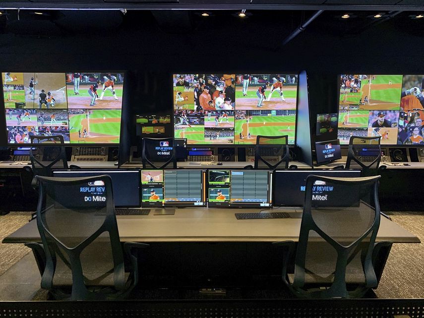 En esta imagen cortes&iacute;a de MLB se ve el nuevo centro de operaciones de repetici&oacute;n instant&aacute;nea de Grandes Ligas en Nueva York en enero de 2020.&nbsp;