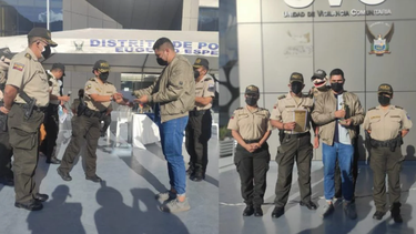 Captura de Pantalla de la Policía de Ecuador. Turista recibe homenaje tras evitar un femicidio.