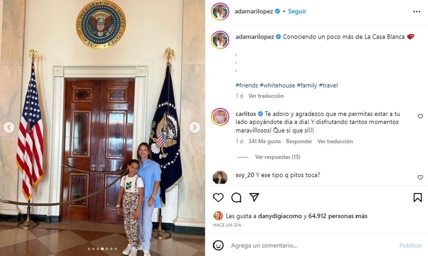 Adamari López y su hija Alaïa visitan la Casa Blanca.