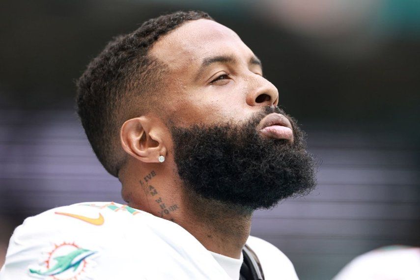 Odell Beckham Jr., en ese entonces de los Dolphins de Miami, durante la previa de un juego del equipo, el 27 de octubre de 2024.