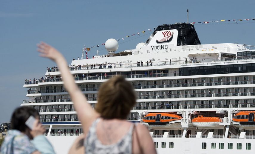 El crucero Viking Sea, de la compañía Viking Cruises, llegando al Puerto de San Juan después del paso del huracán María