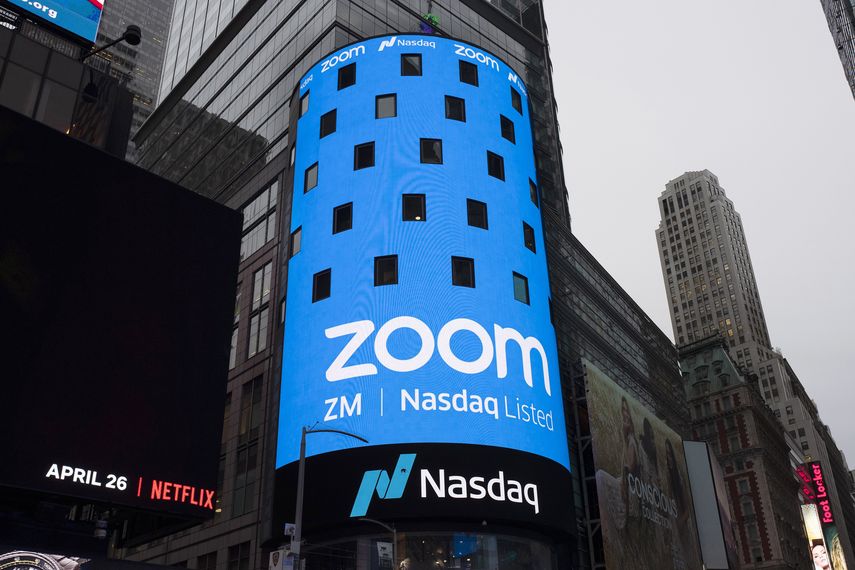 Un letrero de Zoom Video Communications en Nueva York. (AP Foto/Mark Lennihan, Archivo) &nbsp;