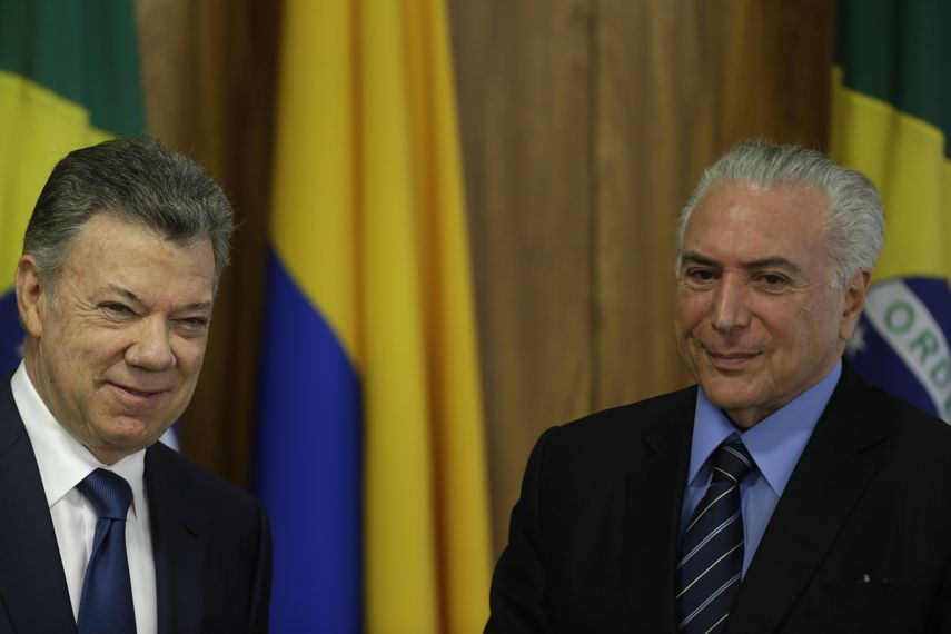 Santos&nbsp;aprovechó su pronunciamiento para agradecer el apoyo de&nbsp;Brasil&nbsp;a la construcción de la paz en Colombia