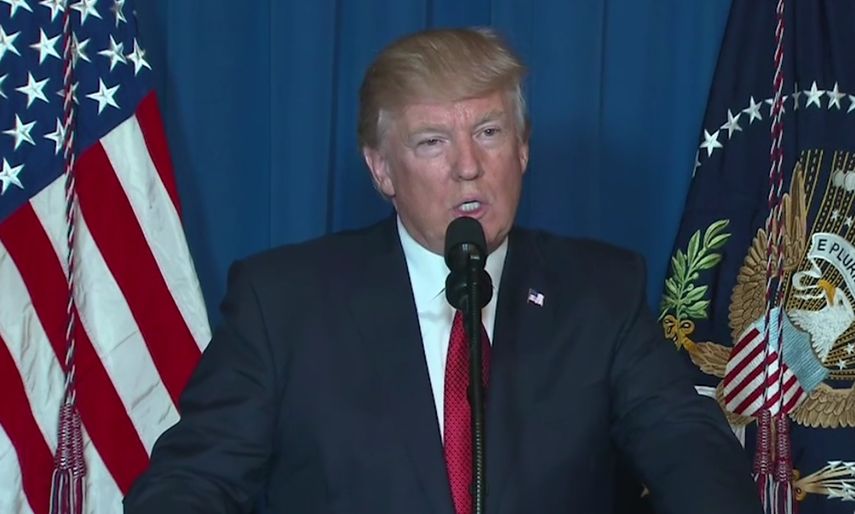 El presidente de EEUU, Donald Trump, durante la comparecencia televisiva desde Palm Beach, Florida, en la que justificó el ataque con misiles a una base aérea en Siria.