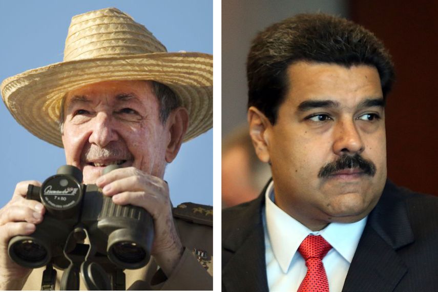 Raúl Castro y Nicolás Maduro, los dos dictadores ausentes.