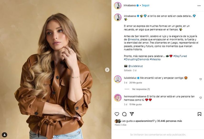 La actriz de origen ruso Irina Baeva.&nbsp;