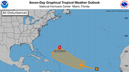 Imagen del Centro Nacional de Huracanes monitoreando la Tormenta Tropical Gabrielle en el Atlántico subtropical central. Fecha: 21 de septiembre 2025.