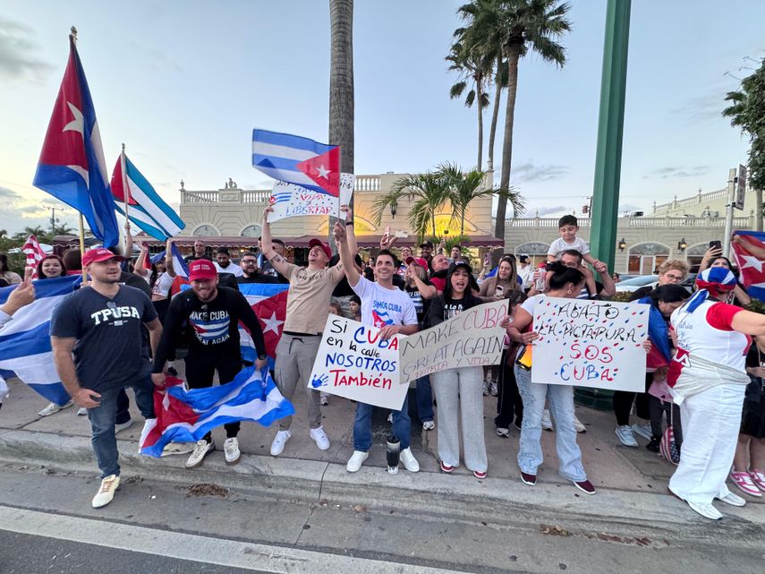Manifestación en la Pequeña Habana, Miami, por un cambio en Cuba.&nbsp;