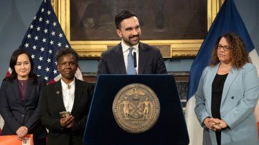 El socialista Zohran Mamdani alcalde la ciudad de Nueva York durante una conferencia de prensa.