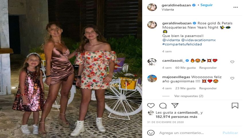 En el centro de la imagen, la actriz y presentadora mexicana Geraldine Bazán.&nbsp;