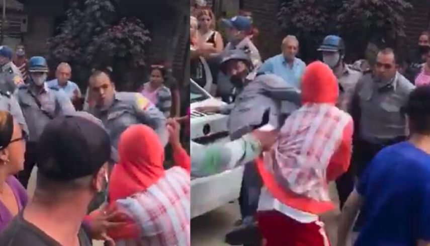 Captura de uno de los videos donde se observan las agresiones cometidas por funcionarios del r&eacute;gimen de Cuba&nbsp;