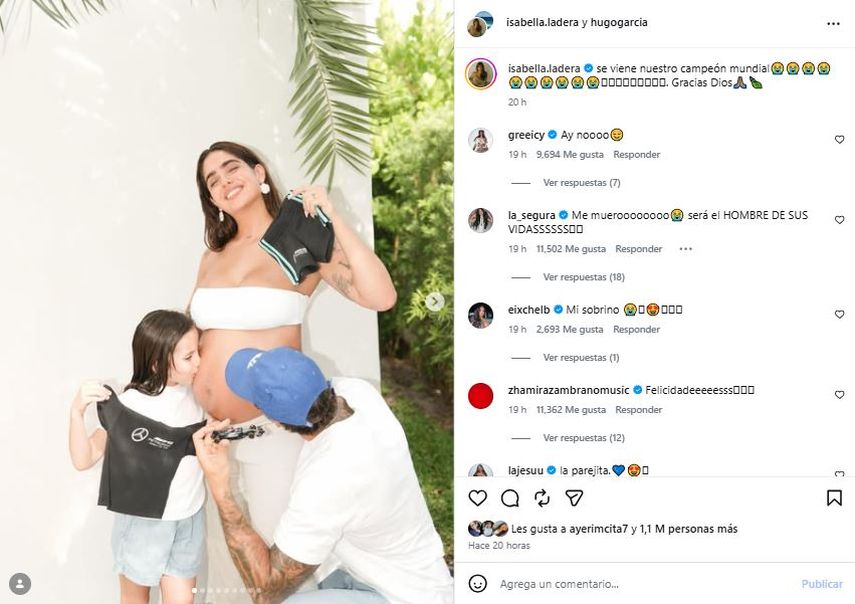 La influencer venezolana Isabella Ladera junto a Hugo García y su hija Mía Antonella.&nbsp;