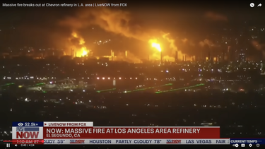 Incendio en refinería de Chevron cerca de Los Ángeles, el 3 de octubre de 2025.&nbsp;