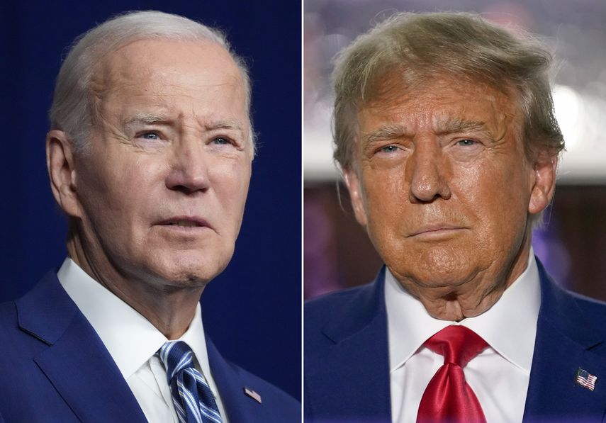 Foto montaje del presidente Joe Biden y del expresidente Donald Trump.