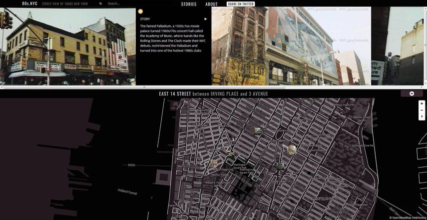 El antiguo cine Palladium, entre la Tercera Avenida y el Irving Place, en algún momento de la década de 1980. La página web 80s.nyc muestra escenas como estas.&nbsp;