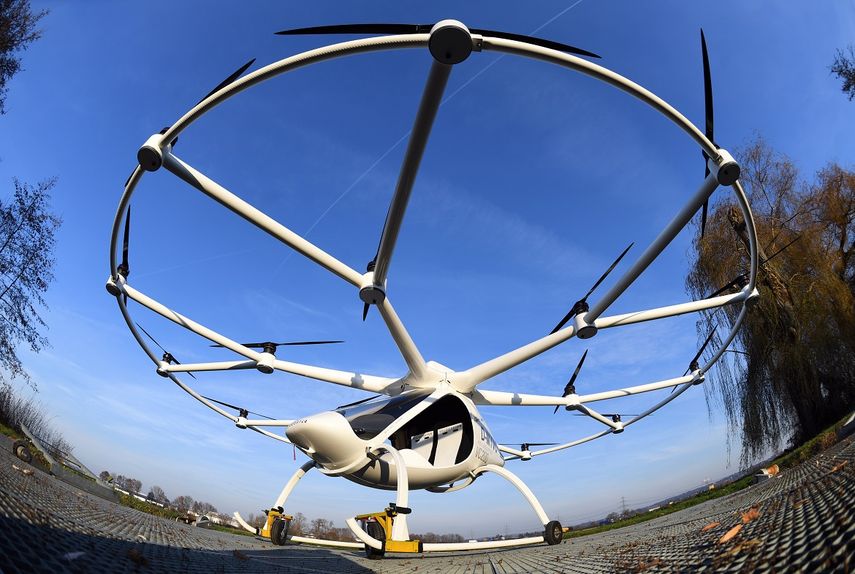 El Volocopter es un aparato volador de dos asientos con 18 rotores.&nbsp;