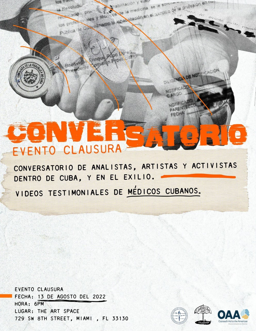Cartel sobre el conversatorio del 13 de agosto, en la muestra La mano esclava.&nbsp;