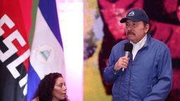 El dictador sandinista Daniel Ortega habla durante un discurso en Managua. Nicaragua.&nbsp;
