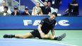 El serbio Novak Djokovic reacciona en una instancia de su partido contra el argentino Mariano Navone en el US Open, el 30 de agosto de 2026.