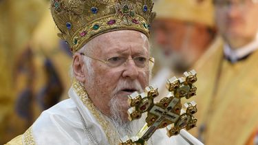 Foto tomada el 22 de agosto del 2021 del patriarca ecuménico Bartolomeo en Kiev, Ucrania.&nbsp;