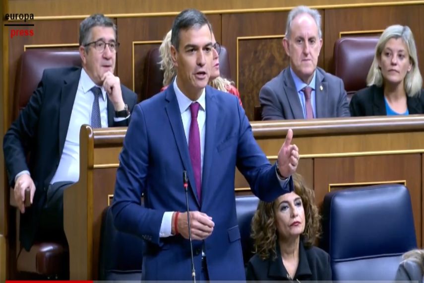 Pedro Sánchez, presidente del gobierno español en su comparecencia al Congreso.