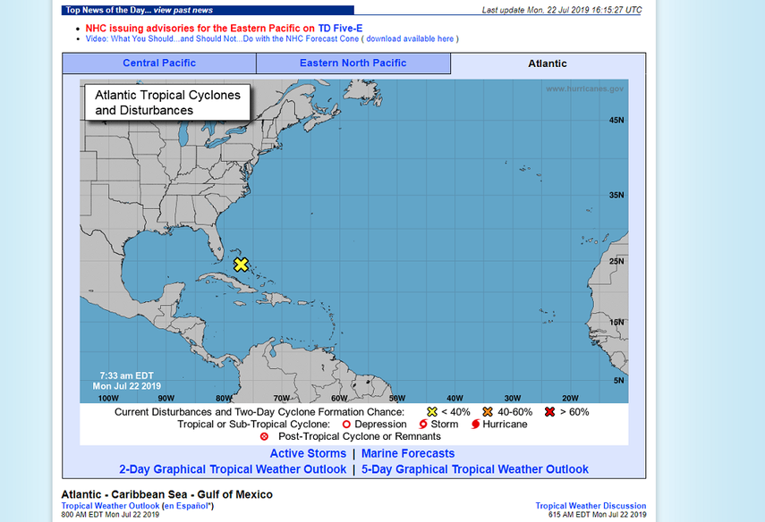 La perturbación llegará al sur de la Florida el lunes por la noche con lluvias y algunas tormentas eléctricas.&nbsp;