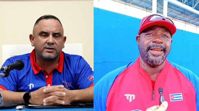 En la foto, Juan Reinaldo Pérez Pardo, &nbsp;presidente de la Federación Cubana de Béisbol y Pedro Luis Lazo exlanzador y entrenador de pitcheo del equipo Cuba
