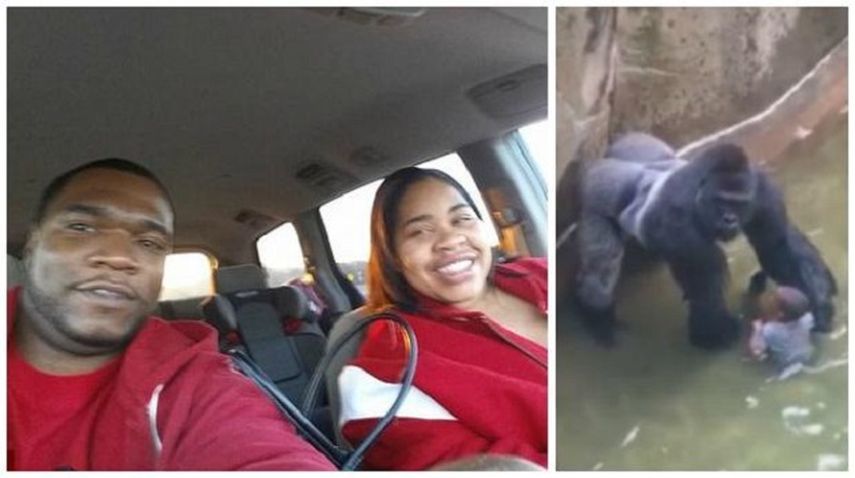 Deonne Dickerson y su esposa Michelle Gregg, son los padres del niño que cayó al foso del gorila ( CORTESÍA/ elcomercio.com)