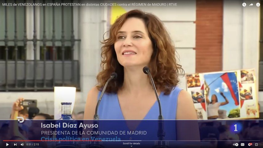 La presidenta de la Comunidad de Madrid, Isabel Díaz Ayuso, dijo el 17 de agosto que España debe estar a la cabeza de la defensa de la libertad y de la democracia en Venezuela.