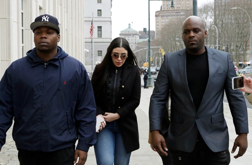 Emma Coronel, esposa de Joaquín El Chapo Guzmán, llega a la corte federal en Nueva York, el 7 de febrero de 2019 &nbsp;