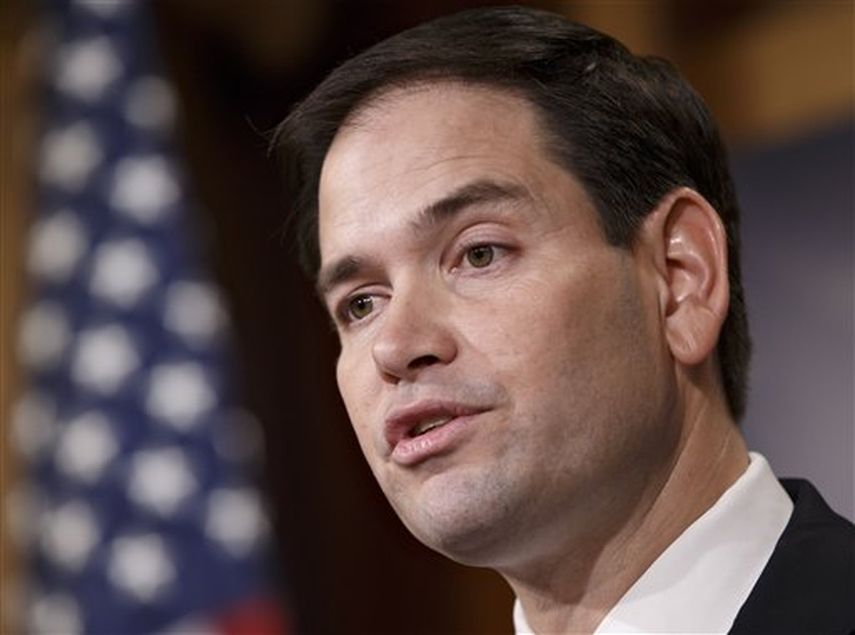El senador Marco Rubio durante una conferencia de prensa. (AP)