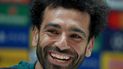 El astro de Liverpool Mohammed Salah sonríe durante una conferencia de prensa de cara a la final ce la Liga de Campeones el 25 de mayo del 2022 en Liverpool, Inglaterra. 