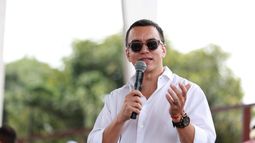 El presidente de Ecuador, Daniel Noboa, asiste a un acto público en Daule, Guayas. &nbsp;