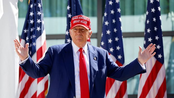 El expresidente Donald Trump en uno de los mítines de campaña.