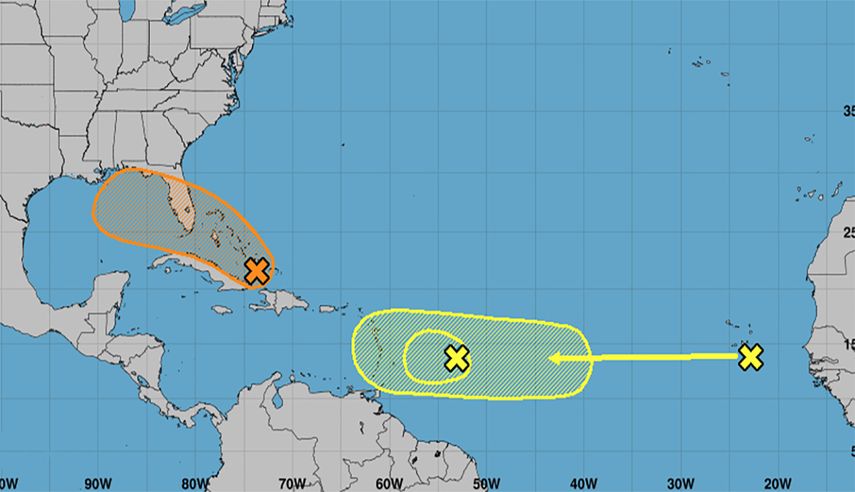 Pron&oacute;stico del Centro Nacional de Huracanes, mi&eacute;rcoles 11 de septiembre de 2019.