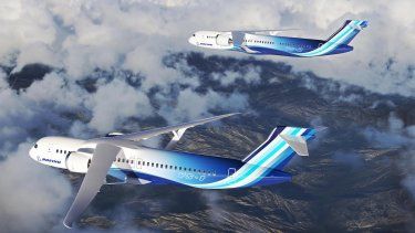 Concepto artístico de familias de aviones comerciales con una configuración Transonic Truss-Braced Wing del proyecto Sustainable Flight Demonstrator.