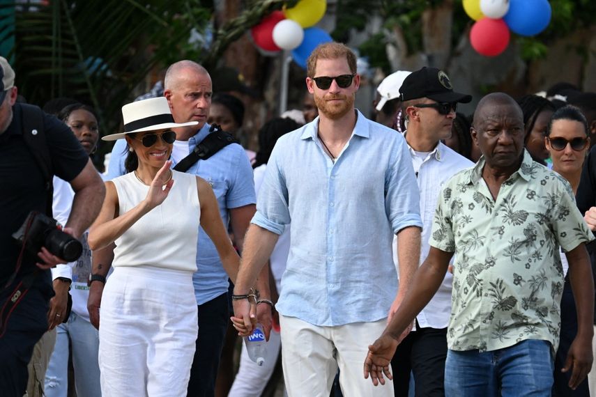 Los duques de Sussex, Harry y Meghan Markle, durante su visita a Cartagena de Indias, Colombia.&nbsp; &nbsp;